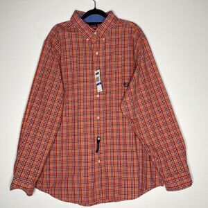 New Chaps Plaid Easy Care Button Down Shirt Men's Size XL